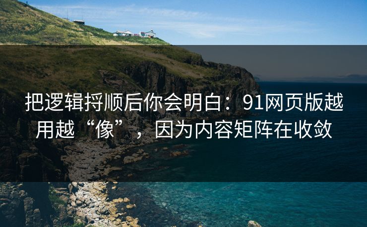把逻辑捋顺后你会明白：91网页版越用越“像”，因为内容矩阵在收敛