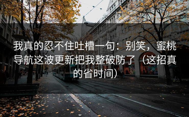 我真的忍不住吐槽一句:别笑,蜜桃导航这波更新把我整破防了(这招真的省时间)